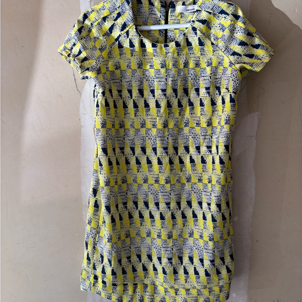 Yellow and Black Geometric Dress